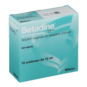B&eacute;tadine - 10% - Infection vaginale - Pr&eacute;paration vulvo-vaginale avant acte m&eacute;dical invasif ou acte chirurgical - Solution vaginale en r&eacute;cipient unidose - Unidoses - Unidoses 10x10ml