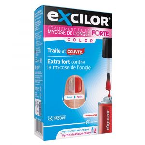 Excilor - Solution Forte Color - Traitement Mycose de l'ongle - Vernis traitant 30 ml (Dispositif m&eacute;dical) +  vernis &agrave; ongles rouge cosm&eacute;tique 8 ml