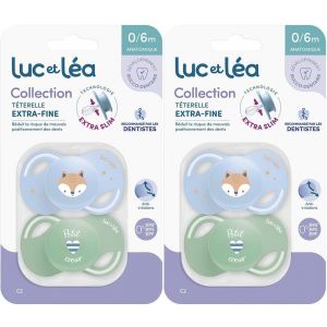 LUC ET LEA Duo de sucettes anatomiques extra-fines &ndash; Renard et Petit C&oelig;ur