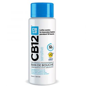 Cb12 - Bain de bouche Sensitive - Lutte contre la mauvaise haleine pendant 12 heures pour les dents sensibles - Sans alcool - Ar&ocirc;me menthe l&eacute;g&egrave;re - Flacon 250 ml