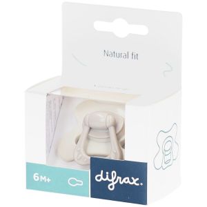 Difrax Sucette 6M+ Natural Fit &ndash; Pour B&eacute;b&eacute; D&egrave;s 6 Mois avec T&eacute;tine Confort - Gris-Agathe