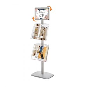 Porte-affiches / Porte-messages Cadro-Clic® 1 porte-affiche A4 et 2 étagères