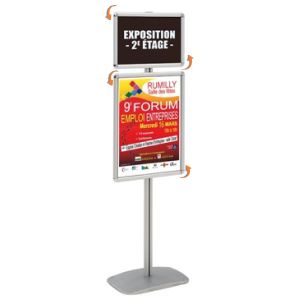 Porte-affiches / Porte-messages Cadro-Clic® A4 + A3 sur pied H 158 cm