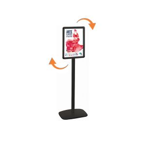 Porte-affiches / Porte-messages Cadro-Clic double-face A3 sur pied 133 cm noir