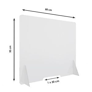 Écran de Protection Plexiglass 4mm Transparent GM H 95 x L 80 cm + 2 Pieds