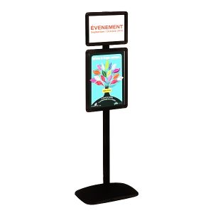 Porte-affiches / Porte-messages Cadro-Clic® A4 + A5 sur pied H 133 cm noir