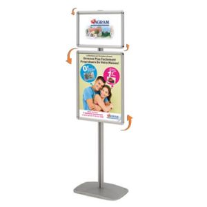 Porte-affiches / Porte-messages Cadro-Clic® A2 + A3 sur pied H 158 cm