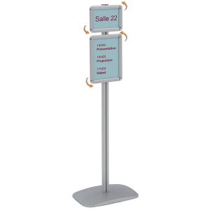 Porte-affiches / Porte-messages Cadro-Clic® A4 + A5 sur pied H 133 cm