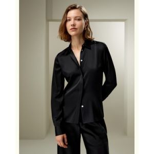 LILYSILK Chemisier Femme Soie Coupe Ajustée Tissu En Soie Extensible Nette Et Plus Élégante Sophistiqué Et Élégant Noir Xs