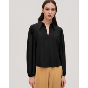 LILYSILK Chemisier Soie Femme Poignets Élastiques, Foulard En Soie Assorti 100% Soie De Mûrier Résistant Aux Rides Chemises Noir M