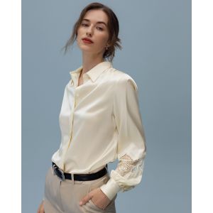 LILYSILK Chemisier en Soie Le chemisier en dentelle Armeria Blanc M