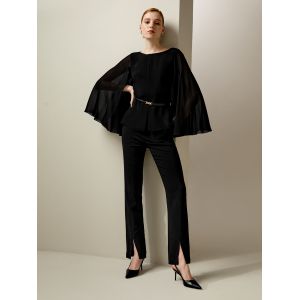 LILYSILK Chemisiers En Soie Noir Chemisier Coupe Slim Avec Col Rond 100% Soie Naturelle Léger Et Résistant Aux Rides 36