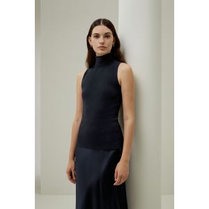 LILYSILK Chemisier En Mélange Soie Femme Col Roulé Mélange De Soie Lavable En Machine Facile À Assortir Modèle De Base Bleu Marine L