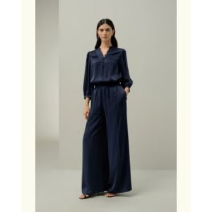 LILYSILK Chemisier En Soie Femme Idéal Pour Le Printemps Et L'Été 100% Soie De Mûrier Douceur Contre La Peau Sophistiqué Et Élégant Bleu Marine L