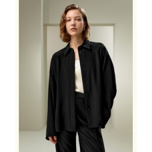 LILYSILK Chemisier En Soie Femme Blouse En Soie Oversize Présente Soie De Mûrier Les Essentiels De La Garde-Robe Noir L