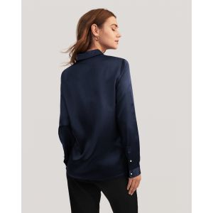 LILYSILK Chemisier En Soie Femme Convient Pour Le Travail Et Les Loisirs 100% Soie De Mûrier Naturellement Antibactérien Chemises Bleu Marine
