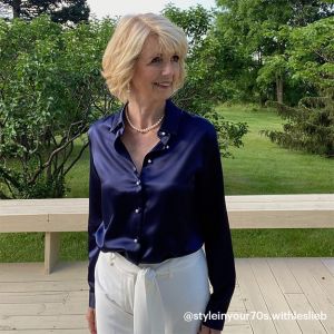 LILYSILK Chemisier Femme Soie Un Incontournable De Votre Quotidien Charmeuse Soie Léger Et Respirant Chemises Bleu Marine