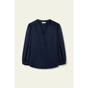 LILYSILK Blouse Soie Femme Infroissable Soie 100 % Luxueuse Les Essentiels De La Garde-Robe Légèreté Luxueuse Bleu Marine Xl