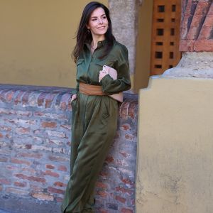 LILYSILK Combinaison En Crepe De Soie Femme Style Workwear Combinaison Militaire Safari Sûr Et Non Toxique Pantalon Vert Safari M