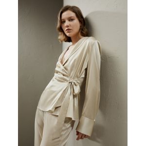 LILYSILK Blazer Soie Femme Élégant Abricot Clair Taille 40 Nouée Ajustée Respirant Chic Professionnel