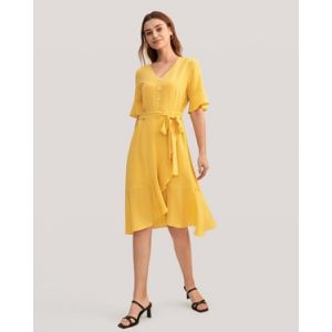 LILYSILK Robe en Soie 100 Soie Léger Infroissable Coupe Ajustée Ambre XS