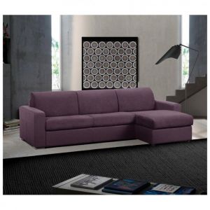 Canapé d'angle réversible  express 160 IMPERIAL matelas 22 cm sommier lattes microtweed Enjoy violet