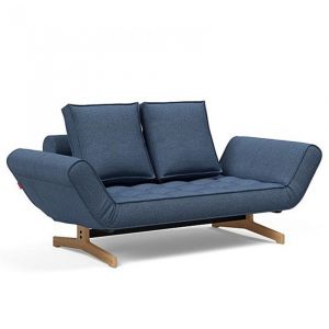 INNOVATION LIVING Canapé design GHIA WOOD convertible 80x210 cm tissu Weda Blue