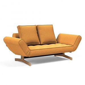 INNOVATION LIVING Canapé design GHIA WOOD convertible 80x210 cm tissu Bouclé Ochre