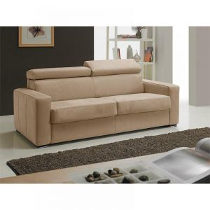 Canapé EXPRESS MELBOURNE  couchage 120 cm matelas 18 cm cuir beige