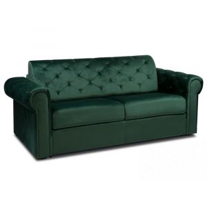Canap&eacute; CHESTERFIELD convertible EXPRESS 140 cm matelas 16cm velours vert
