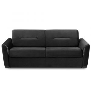 Canap&eacute; convertible EXPRESS AMAZONE 140cm matelas 16cm  sommier lattes cuir vachette gris graphite