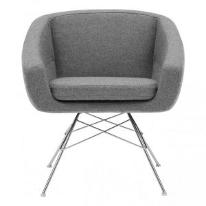 Fauteuil AIKO eco cotton beige pied acier chrom&eacute; SOFTLINE