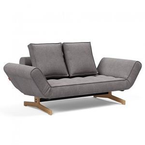 INNOVATION LIVING Canapé design GHIA WOOD convertible 80x210 cm tissu Flashtex Light Grey