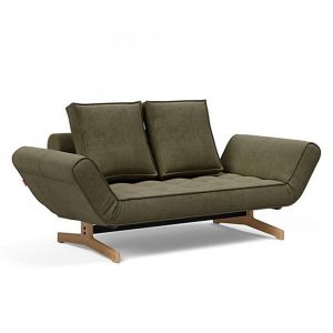 INNOVATION LIVING Canapé design GHIA WOOD convertible 80x210 cm tissu Cordufine Green