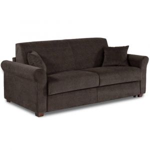 Canap&eacute; lit 3-4 places ROMANTICO en microfibre marron convertible 160cm syst&egrave;me express sommier lattes matelas 16 cm