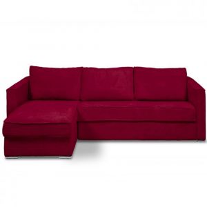 Canapé d'angle réversible  CANNES convertible express 160cm sommier métal matelas 16cm velours côtelé zoom rouge