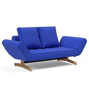 INNOVATION LIVING Canapé design GHIA WOOD convertible 80x210 cm tissu Elegance Ultramarine