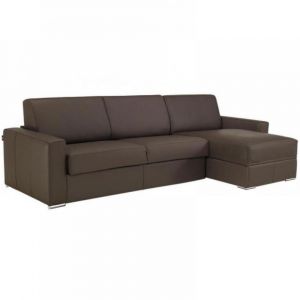 Canapé d'angle réversible DREAMER 272 cm méridienne coffre tweed luna chocolat
