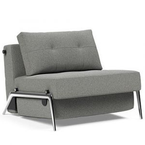 INNOVATION LIVING  Fauteuil design CUBED 02 ALU convertible 200x90cm tissu Boucl&eacute; Ash Grey