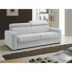 Canapé EXPRESS MELBOURNE  couchage 120 cm matelas 18 cm cuir blanc cassé