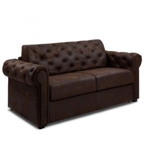 Canap&eacute; lit 2-3 places CHESTERFIELD Convertible Express 120cm sommier lattes microfibre Vintage