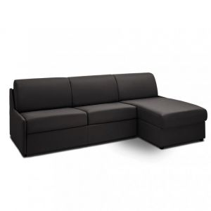 Canapé d'angle fixe réversible GAIN DE PLACE largeur 270 cm microfibre vintage noir