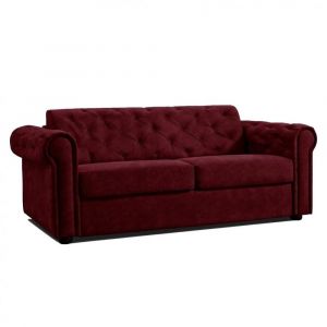 Canap&eacute; CHESTERFIELD convertible EXPRESS 140cm matelas 16cm polyurethane bordeaux