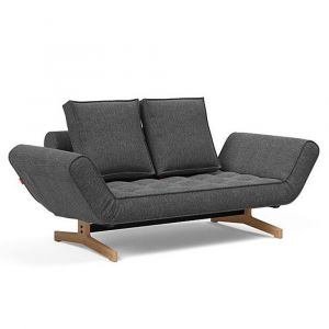 INNOVATION LIVING Canapé design GHIA WOOD convertible 80x210 cm tissu Taura Deep Grey