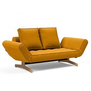 INNOVATION LIVING Canapé design GHIA WOOD convertible 80x210 cm tissu Elegance Curry