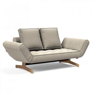 INNOVATION LIVING Canapé design GHIA WOOD convertible 80x210 cm tissu Bouclé Beige