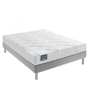 Ensemble Dunlopillo 160*200 cm EUGEN 2 20 cm matelas sommier d&eacute;co jeu de 4 pieds gris