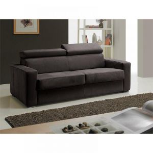 Canapé EXPRESS MELBOURNE  couchage 120 cm matelas 18 cm nubucuir chocolat