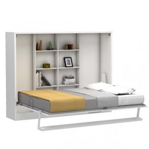 Lit escamotable horizontal MULTIMO couchage 160x200cm blanc