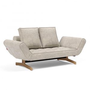 INNOVATION LIVING Canapé design GHIA WOOD convertible 80x210 cm tissu Avella Sand